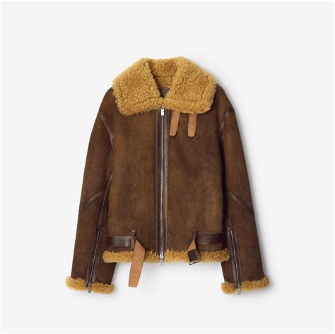 burberry avio|Shearling Aviator Jacket in Moss .